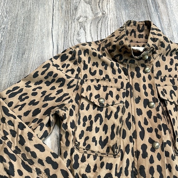RACHEL Rachel Roy Denim Tan and Black Leopard Zip Up Utility Jacket, size small - Picture 3 of 15